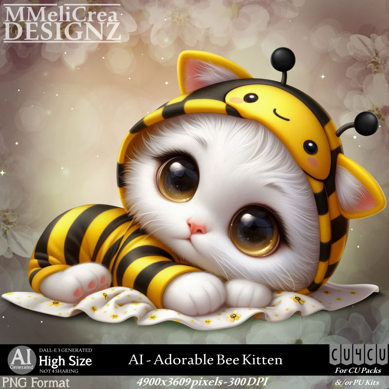 (image for) AI - CU4CU - Adorable Bee Kitten (CU4CU/PNG)